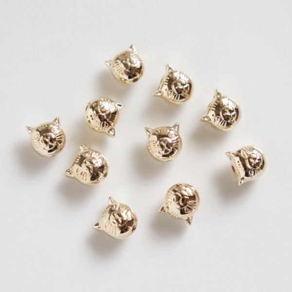 import【10個】cat gold metal color＊CCB＊アクリルビーズ＊アクリルパーツ＊猫型