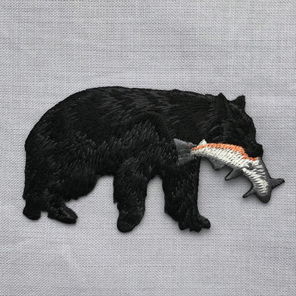 アップリケワッペン鮭をくわえた熊　UI　1881