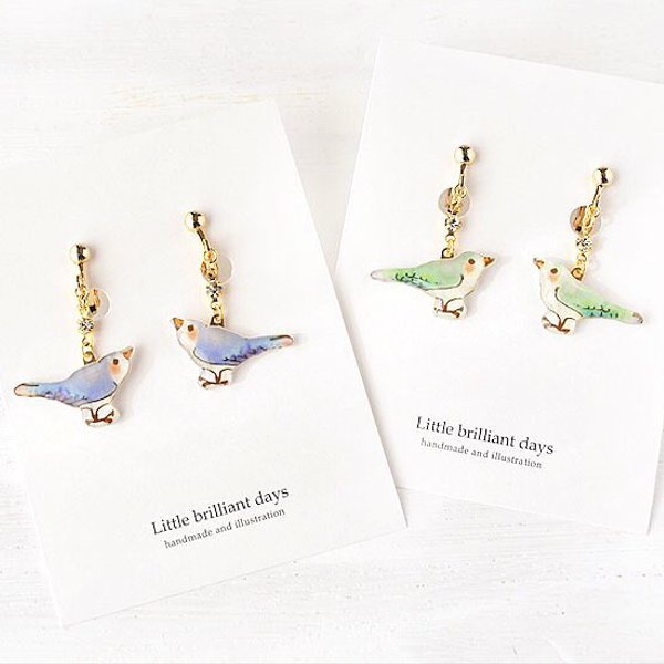 bird earring｜幸せの青い鳥イヤリング・ピアス〔小鳥シリーズ〕 