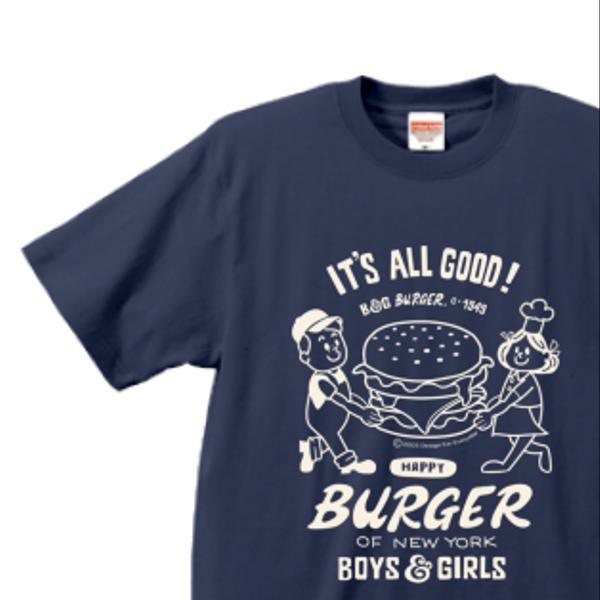 【再販】ハンバーガー＆BOY＆GIRL　XS～XL　　　Tシャツ【受注生産品】