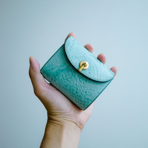 flap mini wallet [ green ] オコシ金具 ver.  ミニ財布 コンパクトウォレット