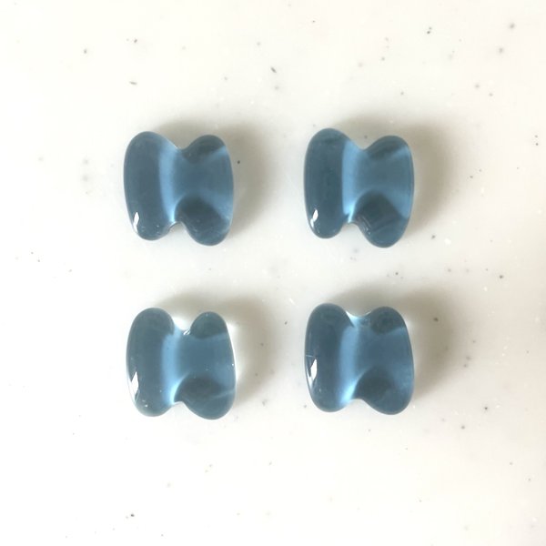 Clear Blue Ribbon Shaped Cabochons