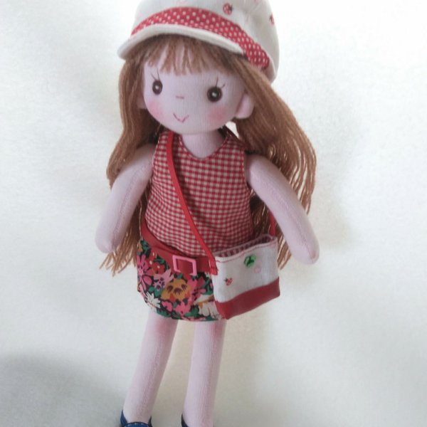 【送料込み】着せ替え服　赤ワンピースセット　パセリちゃん用　手作り人形　布人形　ハンドメイドドール