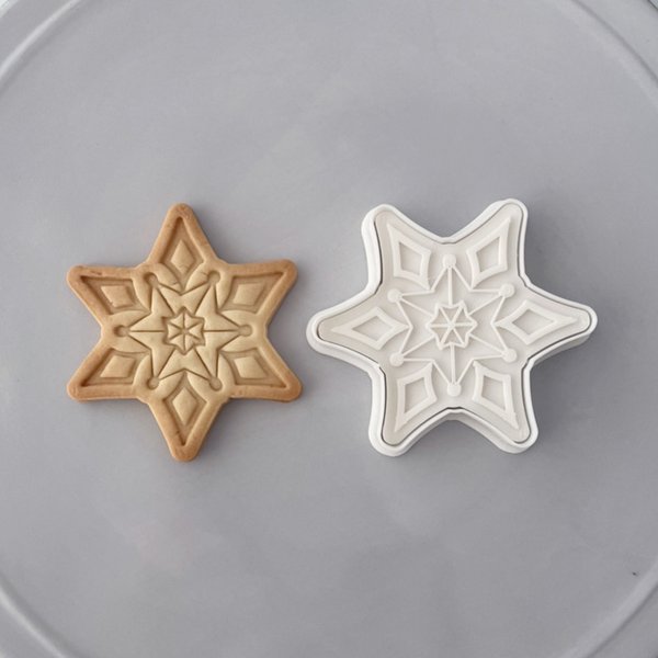 【クリスマス】オーナメント　スノーフレーク型　クッキー型（スタンプ付き）オリジナル変更可