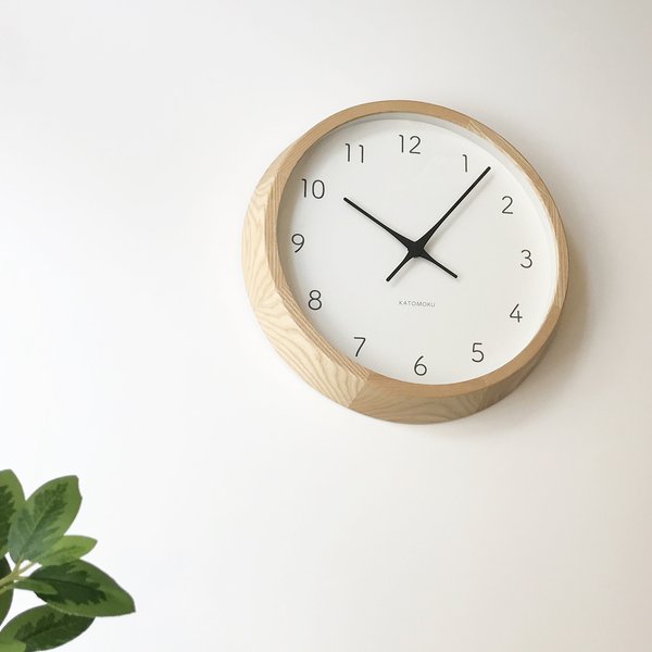 KATOMOKU muku round wall clock 7 ナチュラル km-60NRC 電波時計