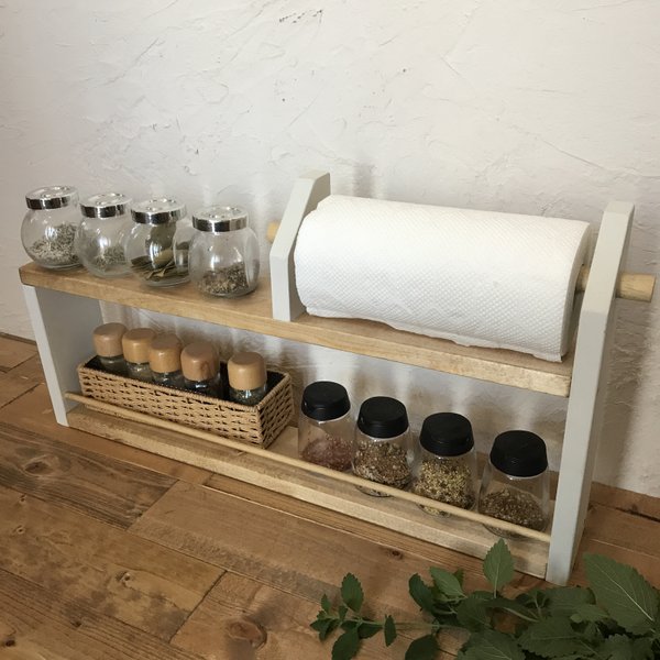 2段kitchen paper shelf long  キッチンペーパー スパイスラック