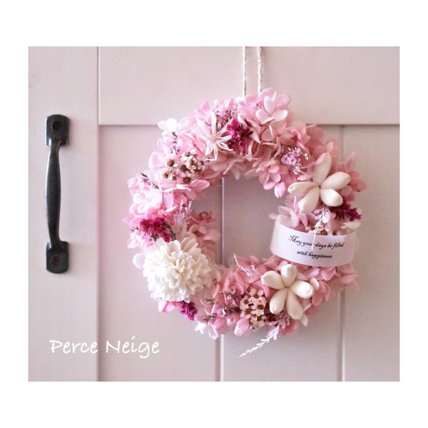 【受注製作】＊Mini couronne rose＊　桜色ミニリース　誕生日　記念日　お祝い　お礼　結婚　ウェルカム　プレゼント