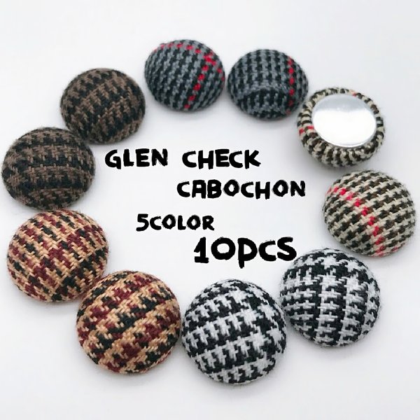 【cbtt523】【5color mix 10個】Semicircle Glen Check Cabochon 　　
