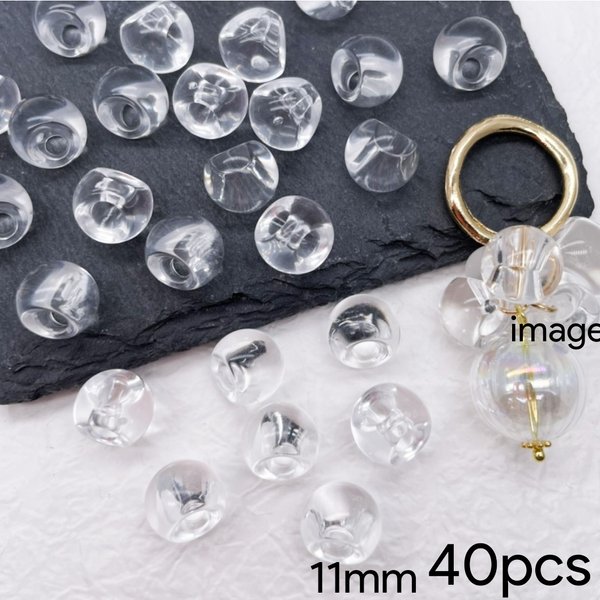 【brsr4449acrc】【11㎜ size】【40pcs】clear acrylic beads　鈴丸ビーズ