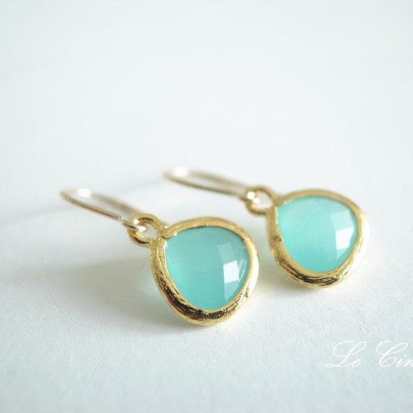 14kgf chanel stone pierces blue opal