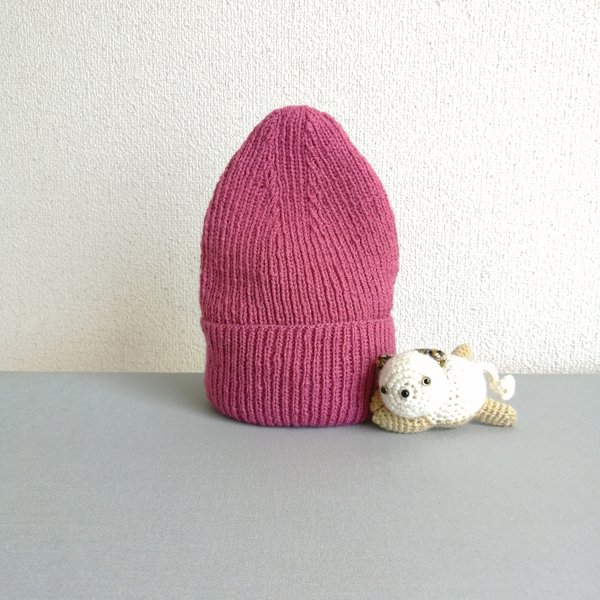 シンプルニット帽(54cm)【Mütze】1x1 rib hat