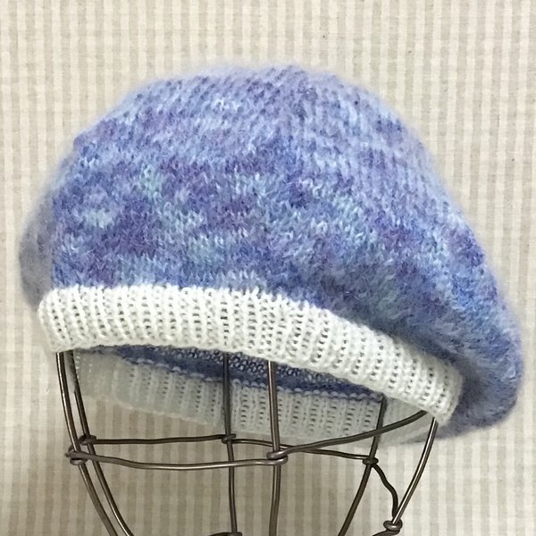 ブルーミックスのモヘアで編んだふんわり♪軽〜いベレー帽/再販