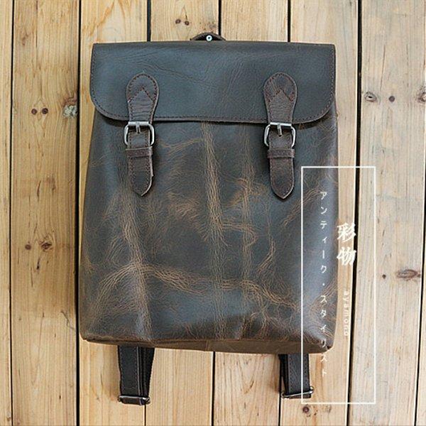 【受注製作】本革の収納たっぷりリュックサック　バッグ　かばん　茶褐色　RT7362