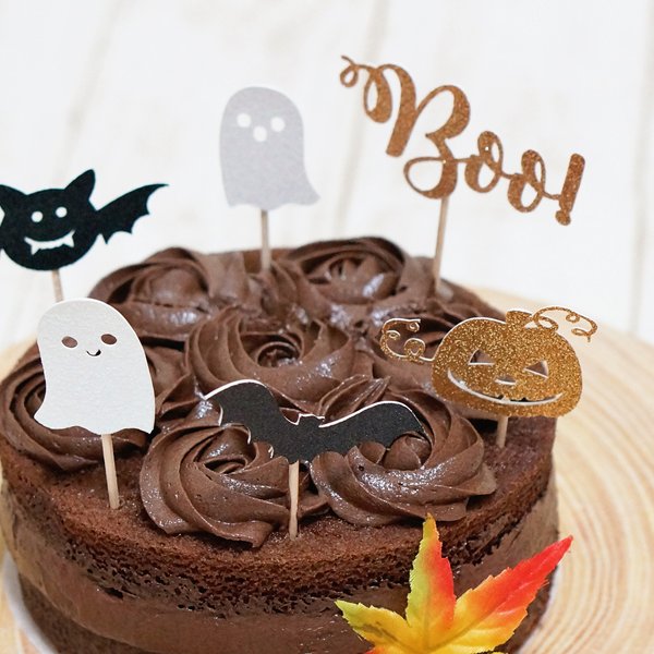 ハロウィン カップケーキ用トッパー（コウモリ・おばけ等）