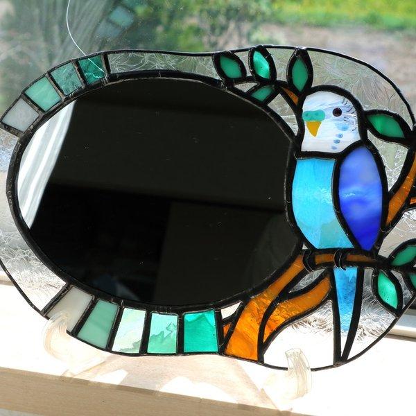 ステンドグラスミラー・インコの鏡(セキセイインコ)
