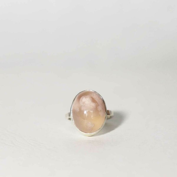【oval cabochon ring】桜めのう・silver950・（11号）