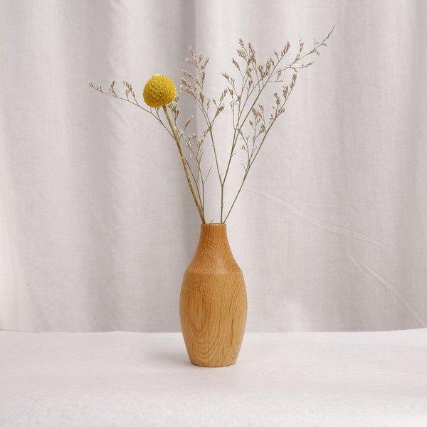 無垢の木の一輪挿し・楢３４（ドライフラワー専用）花器　花瓶　ナラ