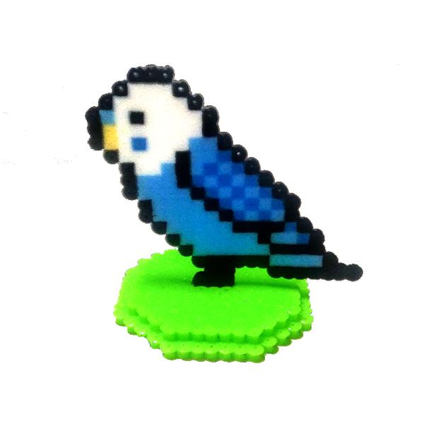 セキセイインコ ブルー（青色）アイロンビーズ ハンドメイド フィギュア 人形 ドール 置物 送料無料