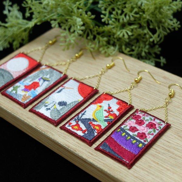 ◆花札の刺繍ピアス/イヤリング◆