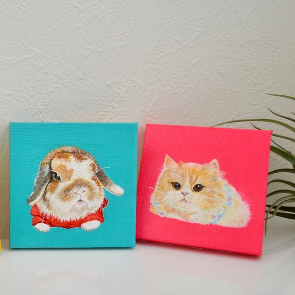 ミニキャンバスのペットイラスト（送料込）MINI CANVAS illustration of pets