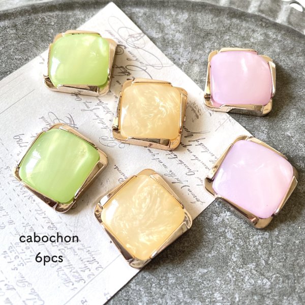 【NEW】6pcs★cabochon・ square macaron（カボション)