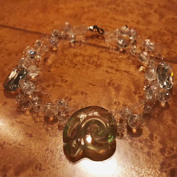 Ammonite choker with Swarovski crystals