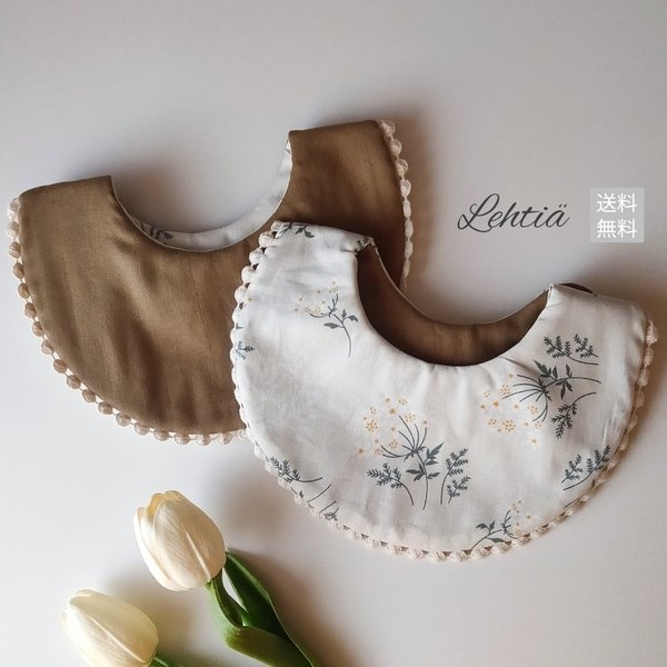 【人気作家特集掲載】𝐿𝑒ℎ𝑡𝑖𝑎̈ lace flower bib ベビー スタイ　ラッピング対応 出産祝い ギフト