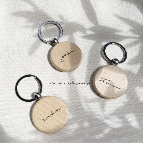 new お名前入り woodkeyring  name入り ネームタグ