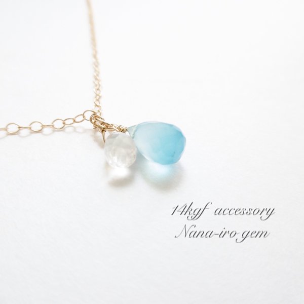 【特集掲載】14kgf blue chalcedony × moonstone necklace