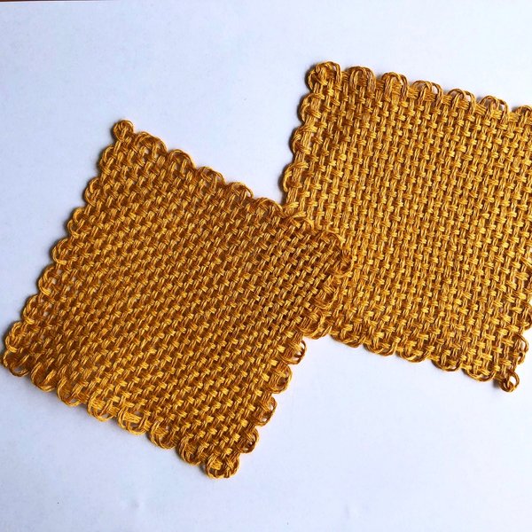 麻の手織りコースター　オレンジ