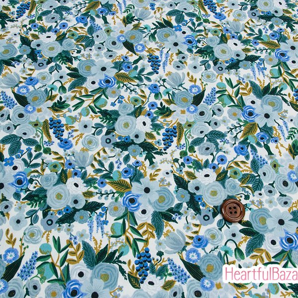 [再入荷]USAコットン(110×50) COTTON+STEEL Garden Party プチガーデン ブルー 生地 布