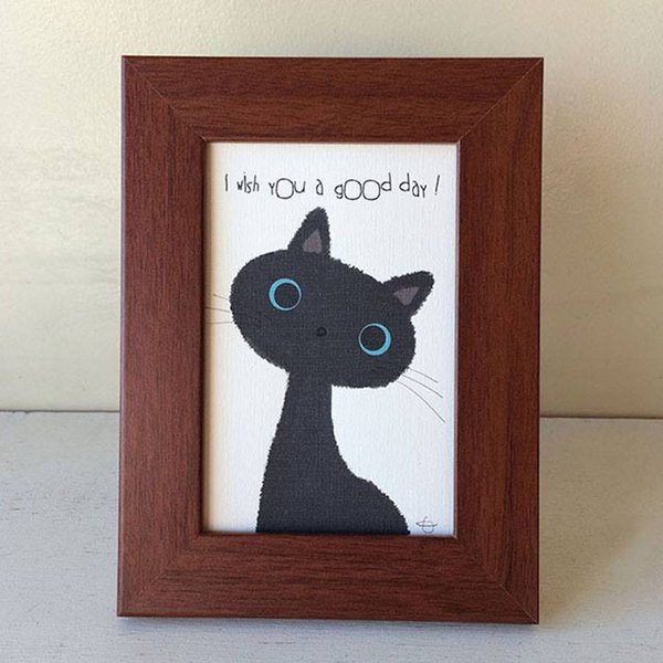 おすまし黒猫イラストポストカード/3枚セット