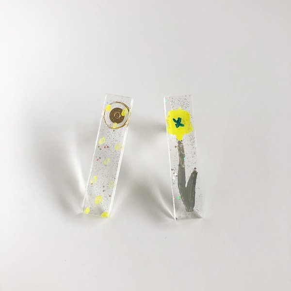 clear stick piece flower /ピアス・イヤリング/アクリル