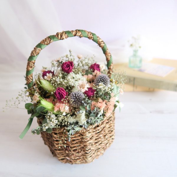 《特集掲載》Green garden flower basket ドライフラワー　ギフト　母の日