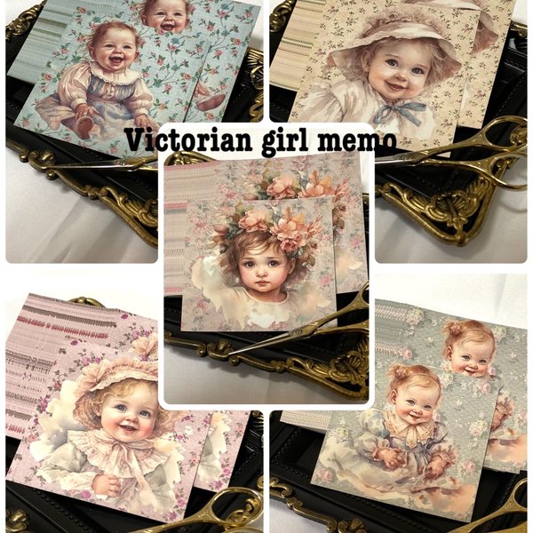 Victorian girl 8cm×8cm memo complete set