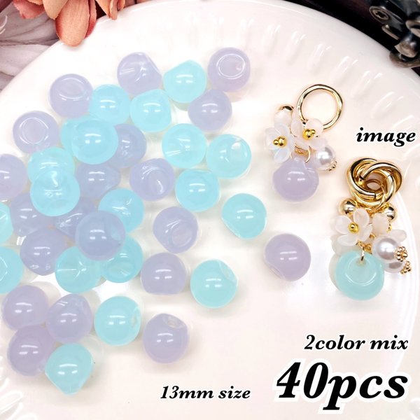 ハンドメイド応援価格♪【13㎜ size】【mix40pcs】【brsr7187acrc】POP！キャンディー鈴丸ビーズ　