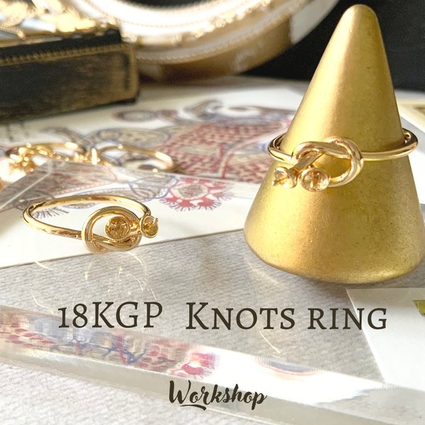 ☆再入荷【2pcs】ノットリング　18kgpゴールド　