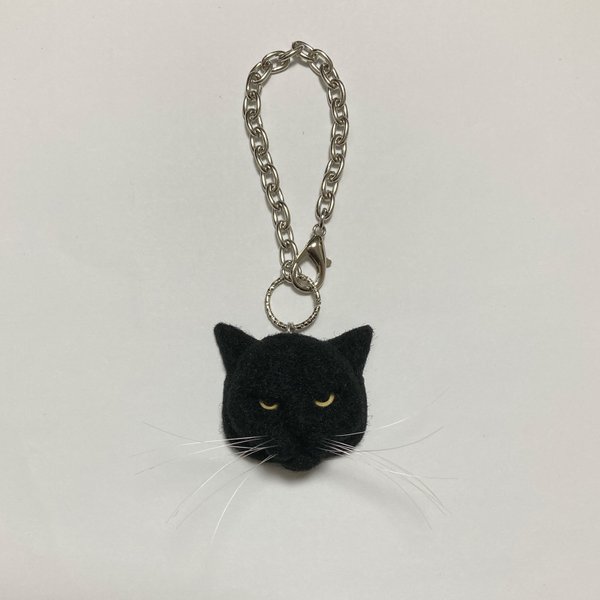 羊毛フェルト 猫バッグチャーム 黒猫