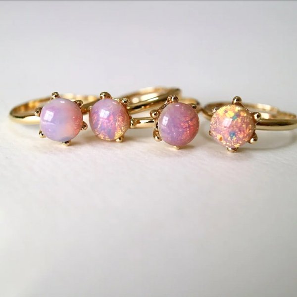 vintage pinkopal glass ring ドイツヴィンテージ ピンクオパールカラー 指輪 