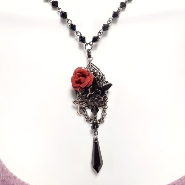 【Butterfly rose drop】ネックレス