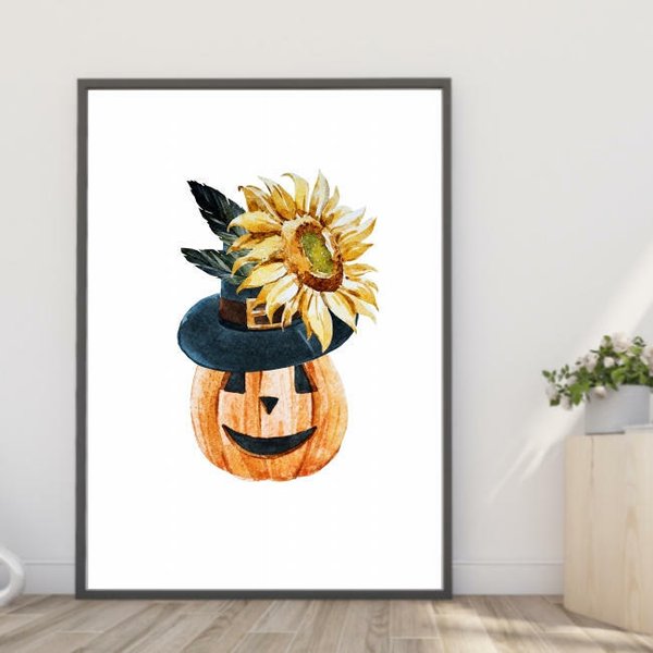 【送料無料】A4ポスター ハロウィーンやさしく笑うかぼちゃ★ハロウィン★A4ポスター/インテリア/収穫祭/秋/かぼちゃ