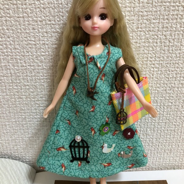 リカちゃん　服　ワンピース　レトロ　鳥