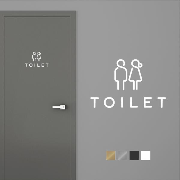 【賃貸OK】TOILET ドア サインステッカー アイコン │トイレ用 選べる4色展開