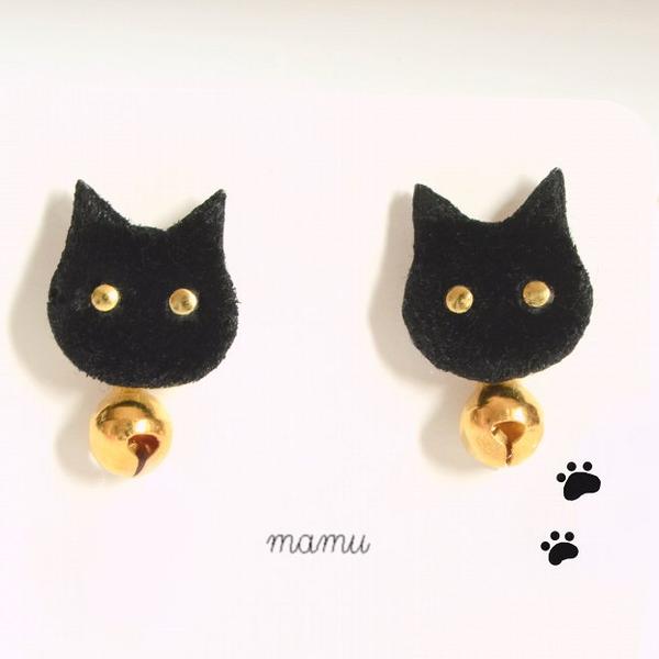 プレゼントにも♡ベルベットにゃんこの2wayピアス