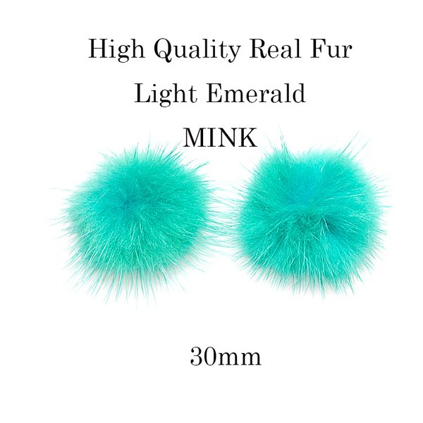 再販【4個入り】ライトエメラルドカラーミンクファーMink Fur 30mm