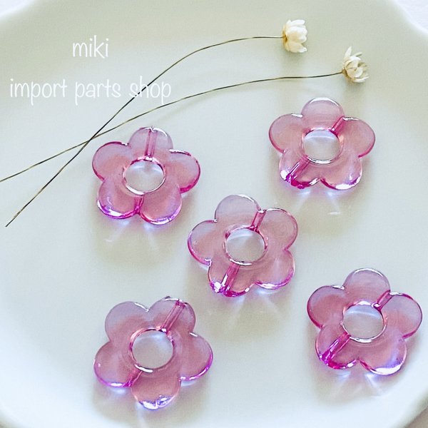 【8pcs】フラワー　花　カメリア　フープ　アクリル　パーツ