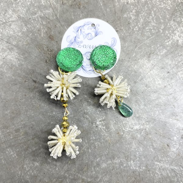 Flower cravate〝花結び〟green /フラワーピアス・フラワーイヤリング