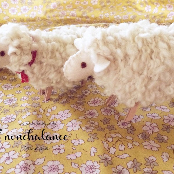 もふもふ毛糸の2匹の羊ちゃん(ホワイト）