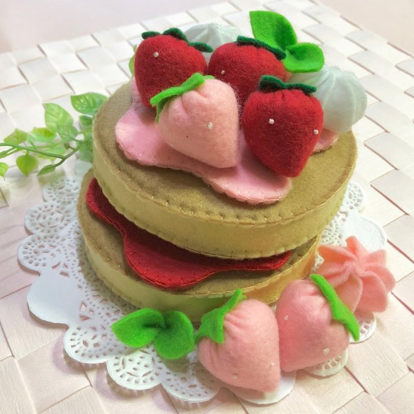 いちご♡いちごパンケーキ   フェルトままごと