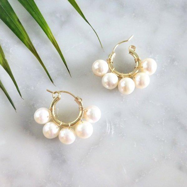 14kgf big pearl bubble pierced earring/earringパール フープピアス